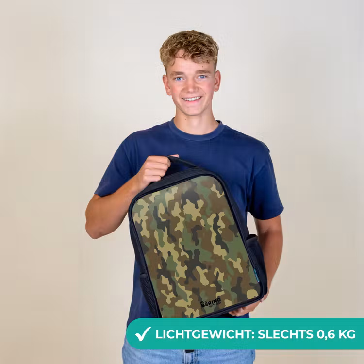 Groene camouflage met zandkleur Rugzak - Zwart middel -sfeer7_NL