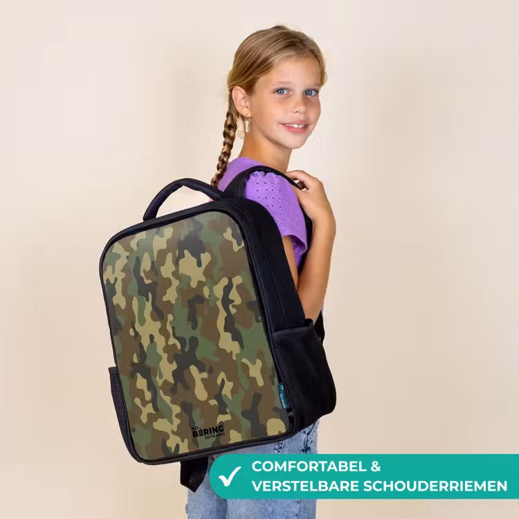 Groene camouflage met zandkleur Rugzak - Zwart middel -sfeer6_NL