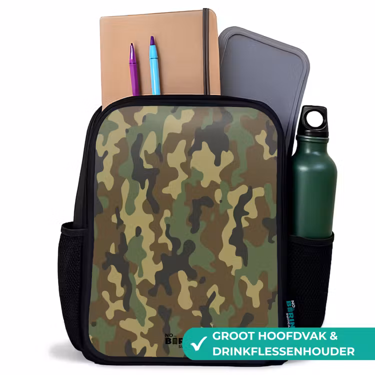 Groene camouflage met zandkleur Rugzak - Zwart middel -inhoud_NL