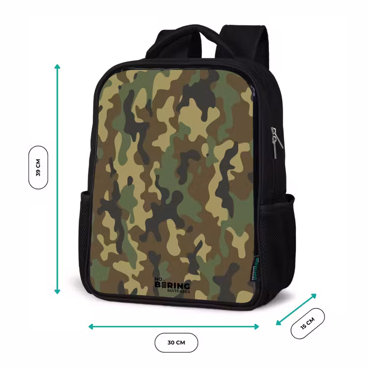 Groene camouflage met zandkleur Rugzak - Zwart middel -productfoto_formaten
