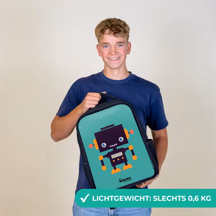Groene robot Rugzak - Zwart middel -sfeer7_NL