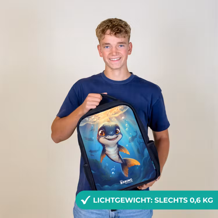 Haai met gezicht in het water Rugzak - Zwart middel -sfeer7_NL