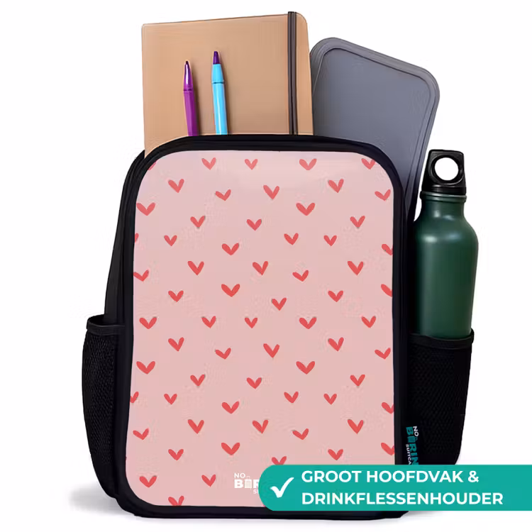 Hartjespatroon met roze kleuren Rugzak - Zwart middel -inhoud_NL