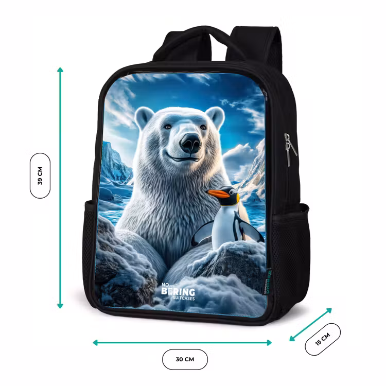 IJsbeer en pinguïn in besneeuwd berglandschap Rugzak - Zwart middel -productfoto_formaten