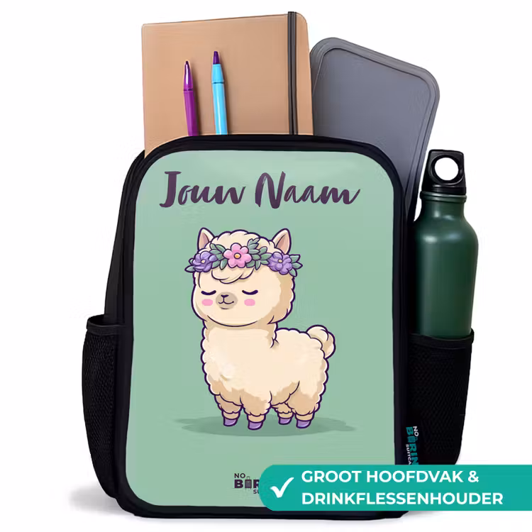 Kawai - Alpaca - Groen Rugzak - Zwart middel -inhoud_NL