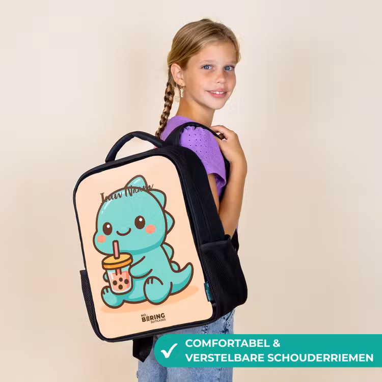 Kawai - Dino - Bubbletea Rugzak - Zwart middel -sfeer6_NL