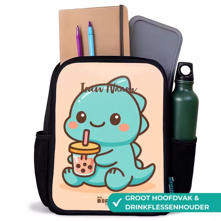 Kawai - Dino - Bubbletea Rugzak - Zwart middel -inhoud_NL