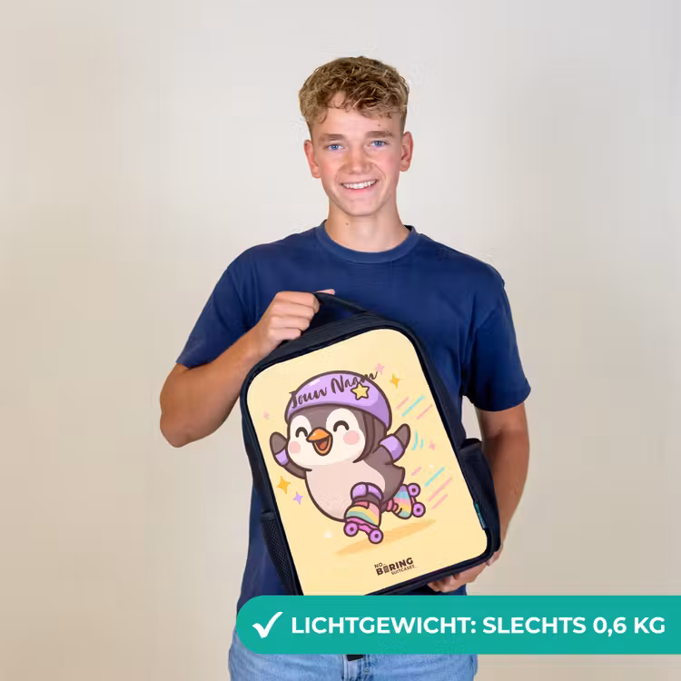 Kawai - Pinguin - Rolschaatsen Rugzak - Zwart middel -sfeer7_NL