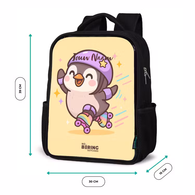Kawai - Pinguin - Rolschaatsen Rugzak - Zwart middel -productfoto_formaten