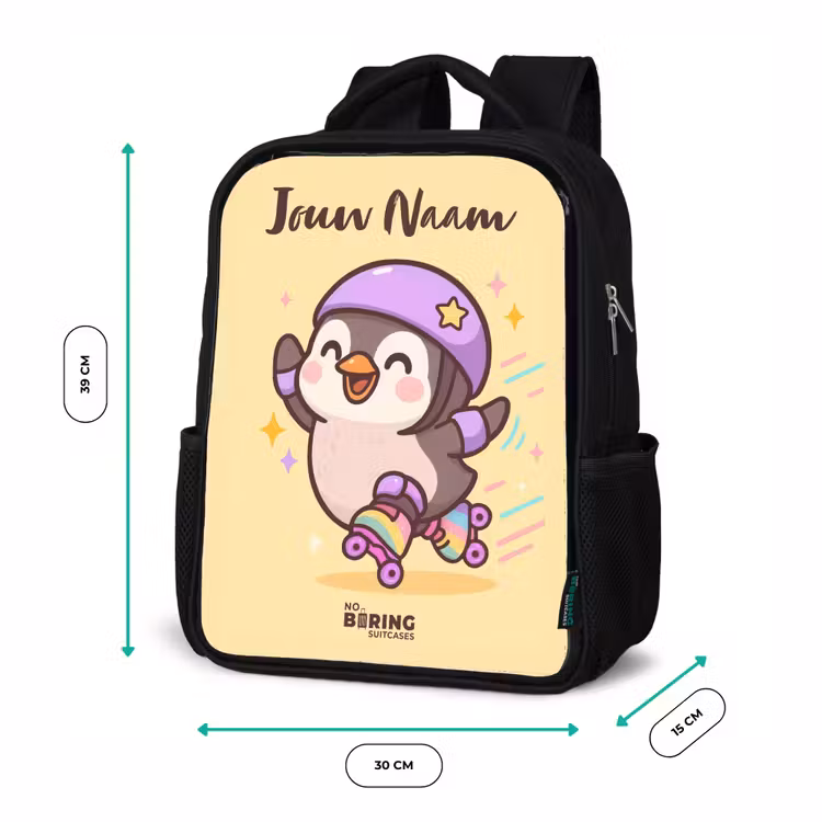 Kawai - Pinguin - Rolschaatsen Rugzak - Zwart middel -productfoto_formaten