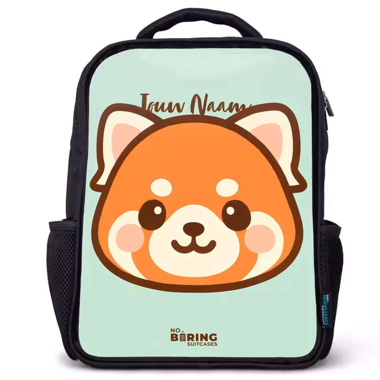Kawai - Rode panda - Groen Rugzak - Zwart middel -3d