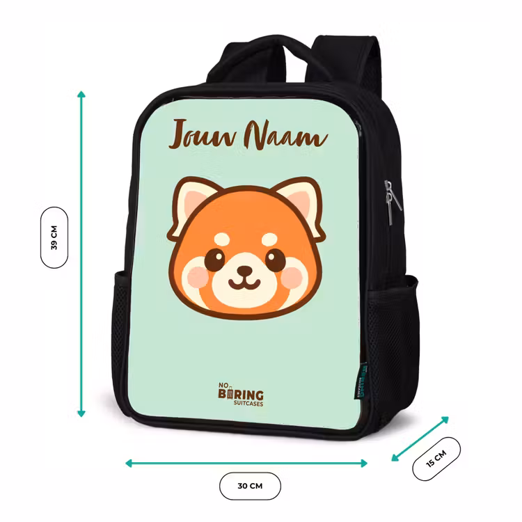Kawai - Rode panda - Groen Rugzak - Zwart middel -productfoto_formaten