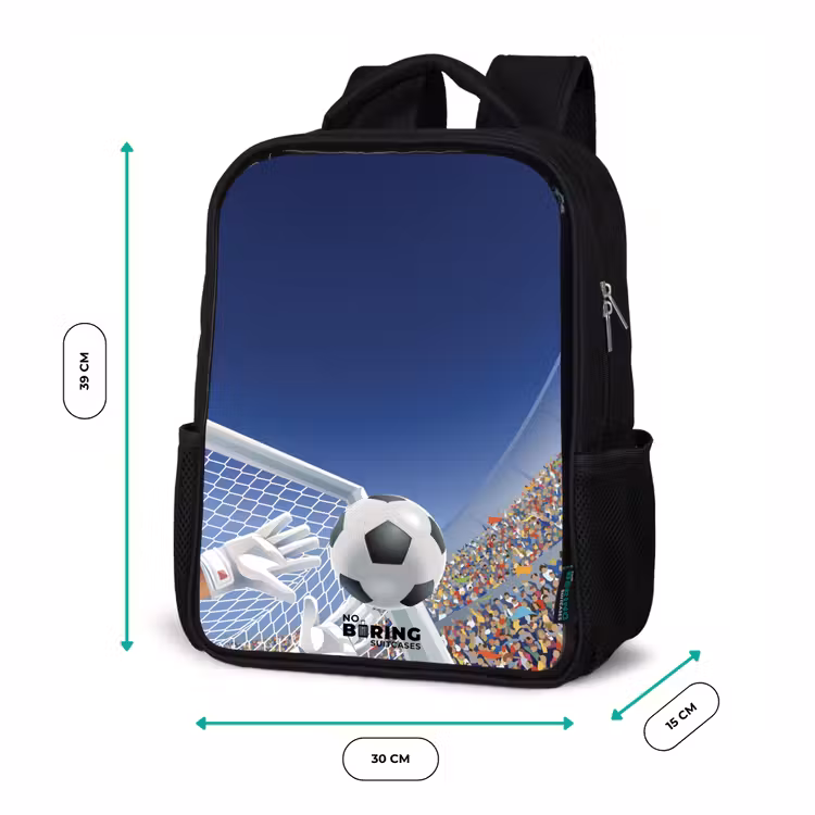 Keeper die een voetbal tegenhoud Rugzak - Zwart middel -productfoto_formaten