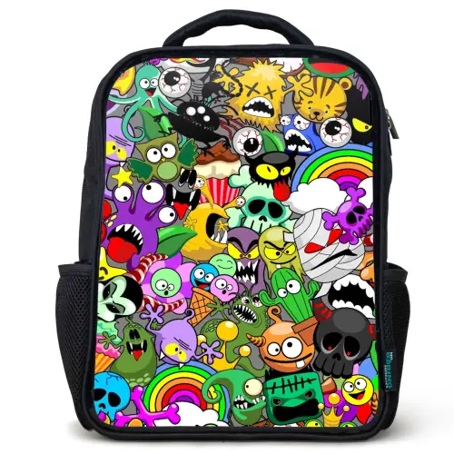 Kleurrijke Monstermix Rugzak - Zwart middel -3d