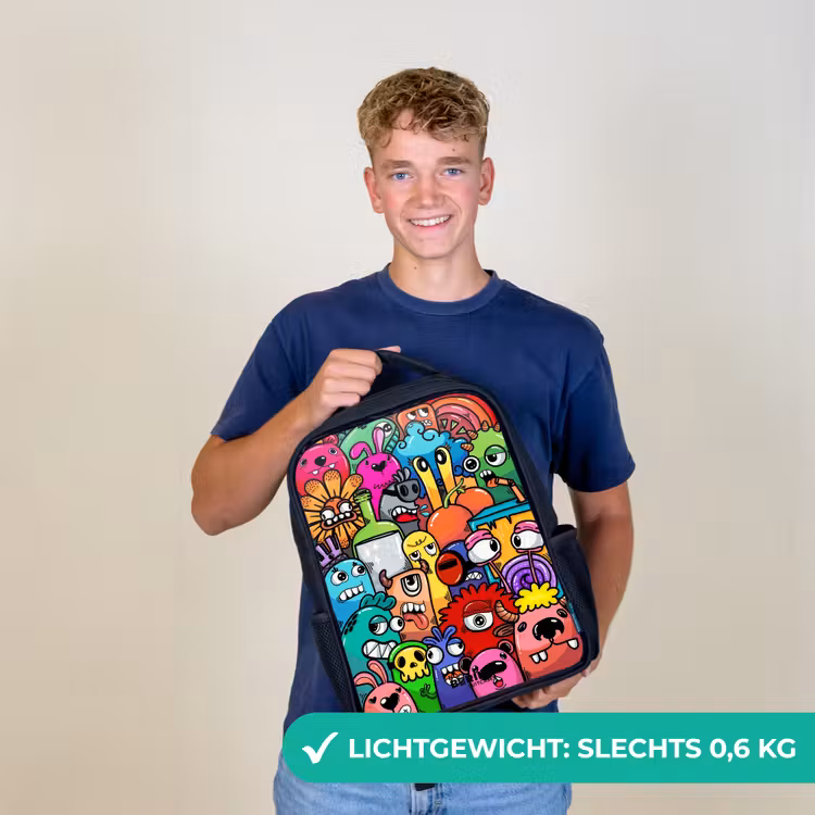 Knallende gekleurde monsters Rugzak - Zwart middel -sfeer7_NL