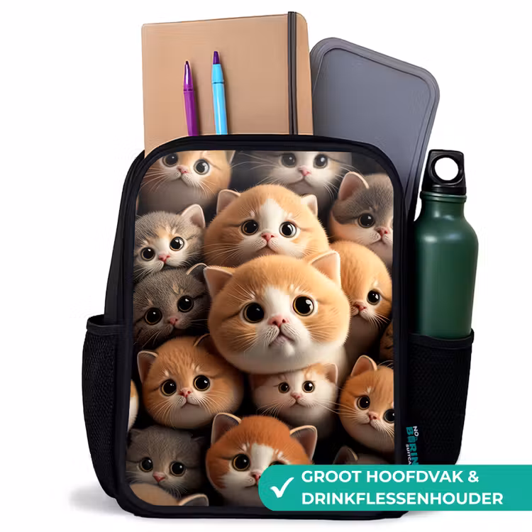 Knuffelkatjes Rugzak - Zwart middel -inhoud_NL