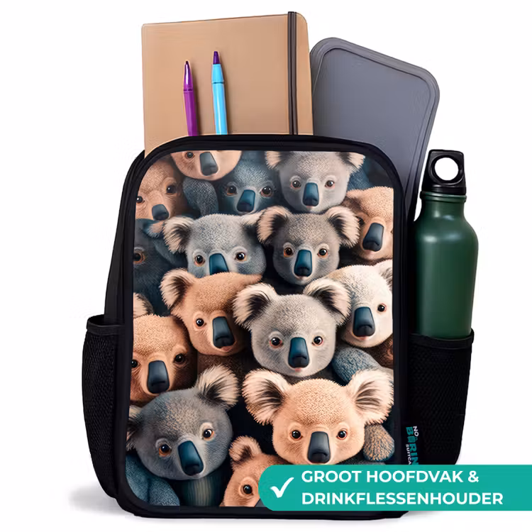 Koala Kapriolen Rugzak - Zwart middel -inhoud_NL
