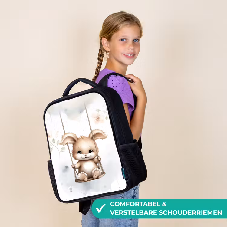 Konijn - Baby dier - Kinderen Rugzak - Zwart middel -sfeer6_NL