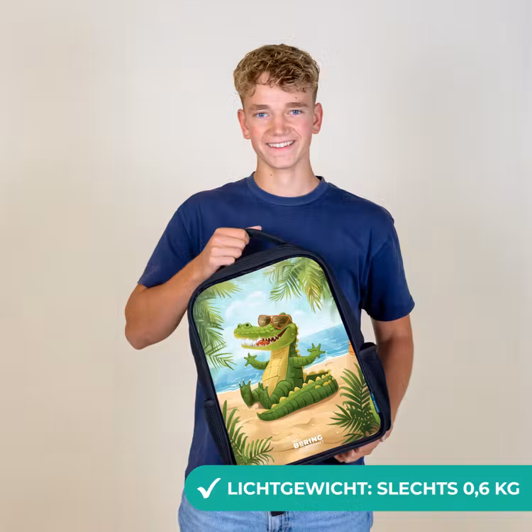 Krokodil op het strand Rugzak - Zwart middel -sfeer7_NL