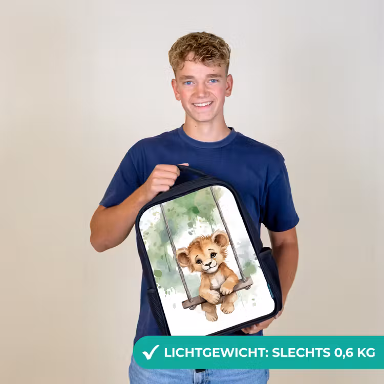 Leeuw - Dier - Kinderen - Jungle Rugzak - Zwart middel -sfeer7_NL