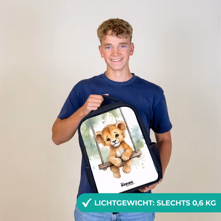 Leeuwenwelpje met schommel illustratie Rugzak - Zwart middel -sfeer7_NL