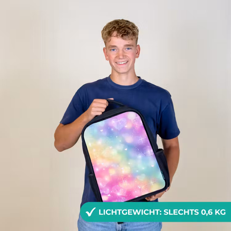 Licht - Regenboog - Hartjes Rugzak - Zwart middel -sfeer7_NL