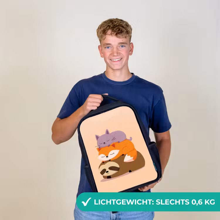 Luiaard - Vos - Kat - Slaperig Rugzak - Zwart middel -sfeer7_NL