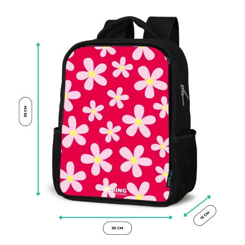 Madeliefjesmania hotpink Rugzak - Zwart middel -productfoto_formaten