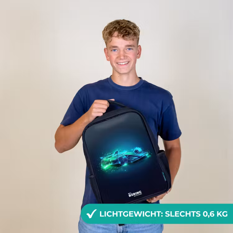 Neon racewagen in digitale stijl Rugzak - Zwart middel -sfeer7_NL