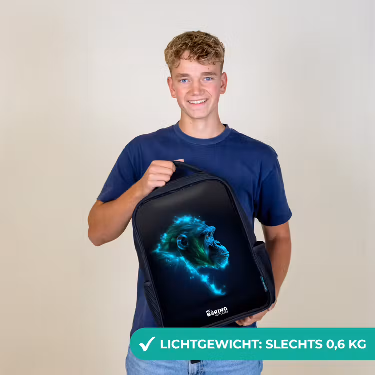 Neon silhouet van een chimpansee Rugzak - Zwart middel -sfeer7_NL