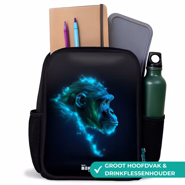 Neon silhouet van een chimpansee Rugzak - Zwart middel -inhoud_NL