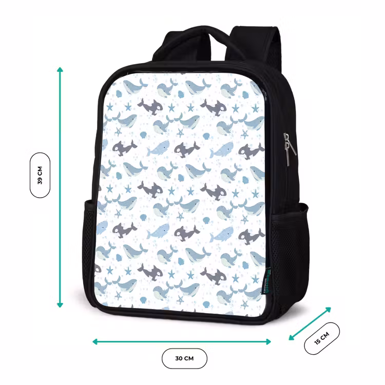 Oceaan - Walvis - Orka - Blauw Rugzak - Zwart middel 861 -productfoto_formaten