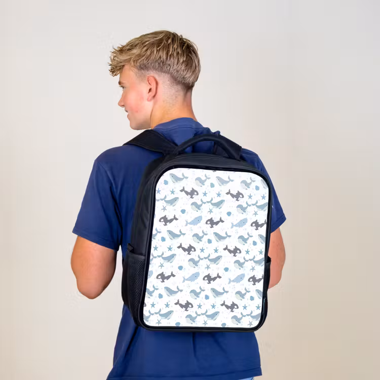 Oceaan - Walvis - Orka - Blauw Rugzak - Zwart middel 861 -sfeer8