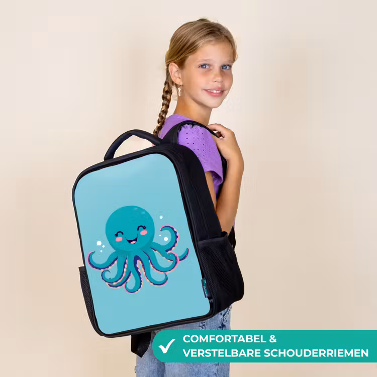 Octopus - Blauw - Gezicht Rugzak - Zwart middel -sfeer6_NL