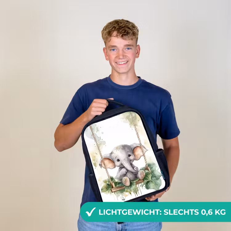 Olifant - Dier - Kinderen - Jungle Rugzak - Zwart middel -sfeer7_NL