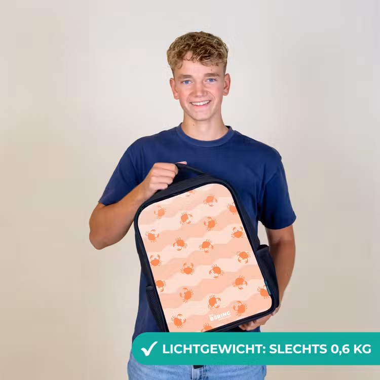 Oranje krabben op golvende achtergrond Rugzak - Zwart middel -sfeer7_NL