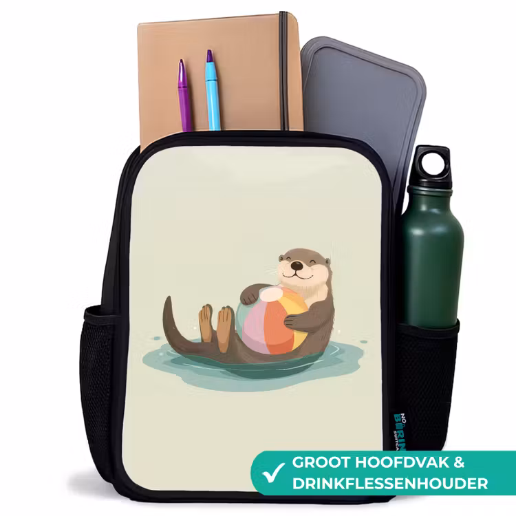 Otter - Strandbal - Kleurrijk Rugzak - Zwart middel -inhoud_NL