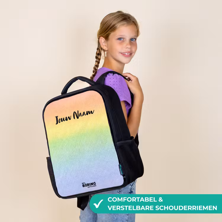 Pastel regenboog van krijt Rugzak - Zwart middel -sfeer6_NL