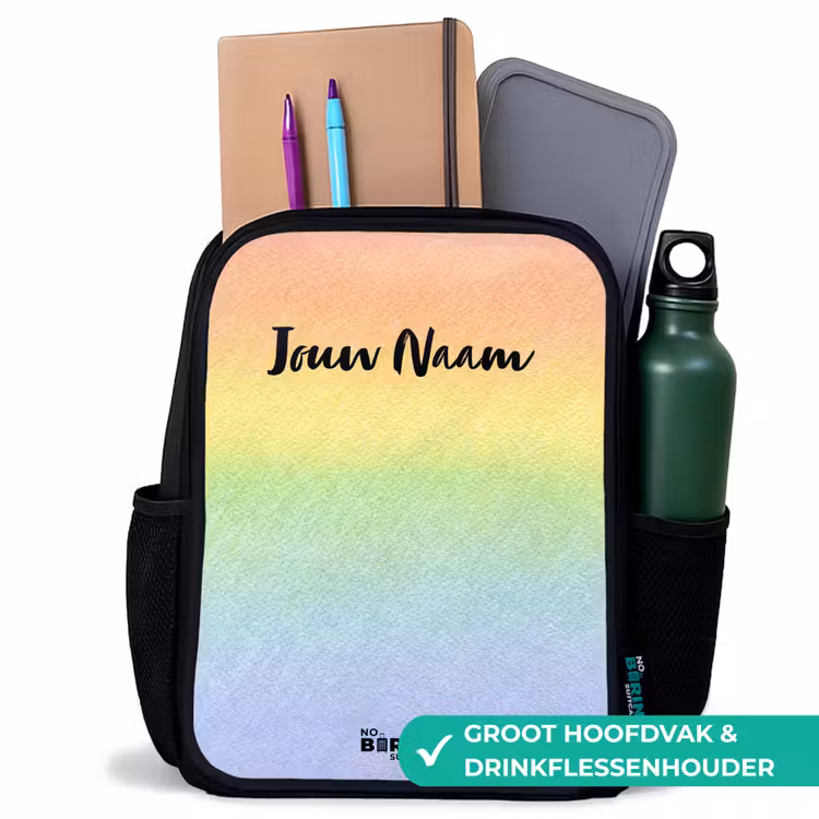 Pastel regenboog van krijt Rugzak - Zwart middel -inhoud_NL