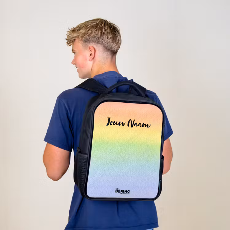 Pastel regenboog van krijt Rugzak - Zwart middel -sfeer8