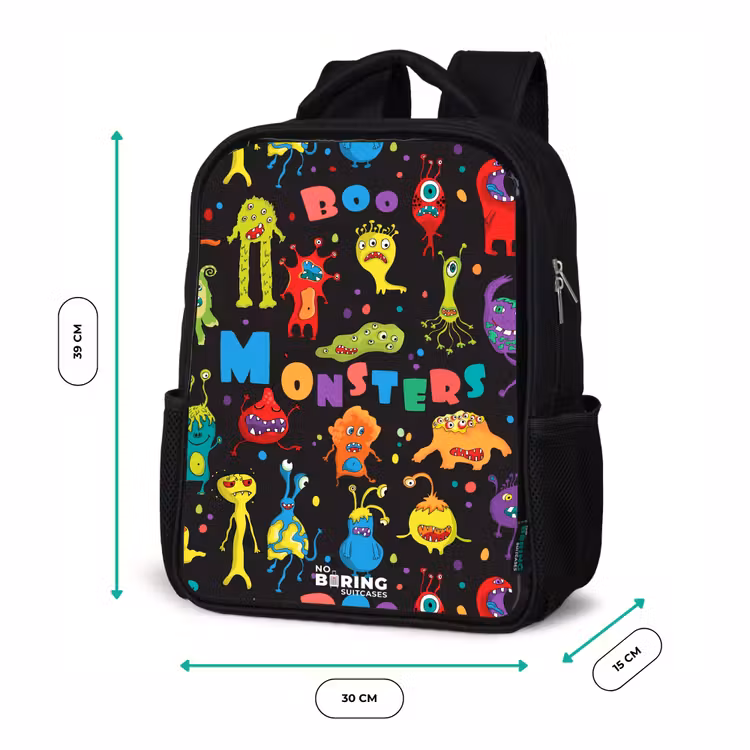 Patroon van monsters Rugzak - Zwart middel -productfoto_formaten