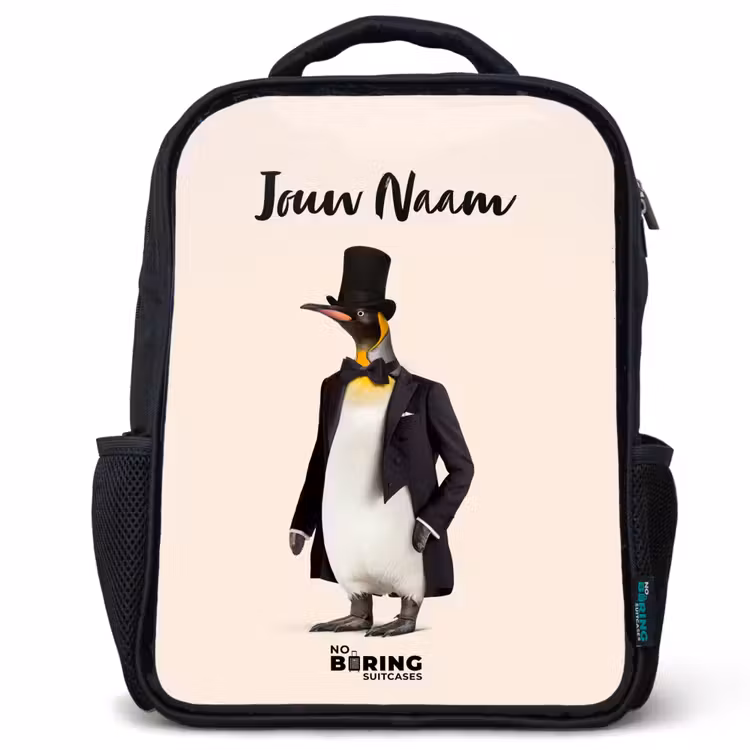 Pinguin in Pak Rugzak - Zwart middel -3d