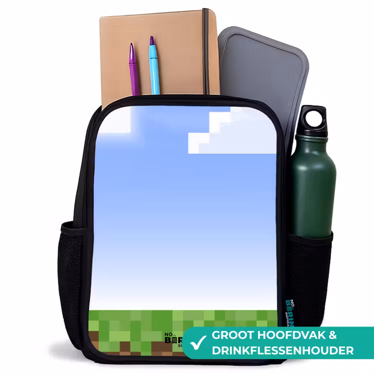 Pixel wereld Rugzak - Zwart middel -inhoud_NL
