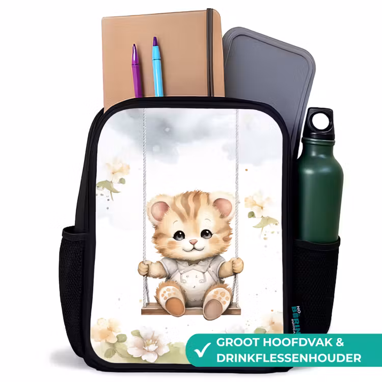 Beer - Baby - Dier - Kinderen Rugzak - Zwart middel -inhoud_NL