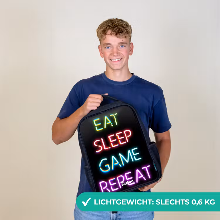 Qoute met neon lichten Rugzak - Zwart middel -sfeer7_NL