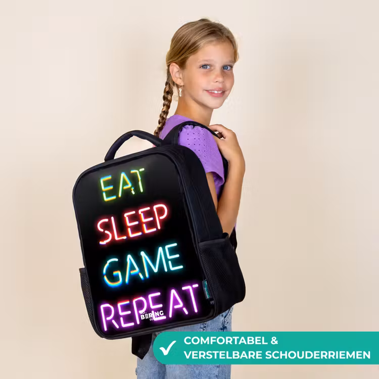 Qoute met neon lichten Rugzak - Zwart middel -sfeer6_NL