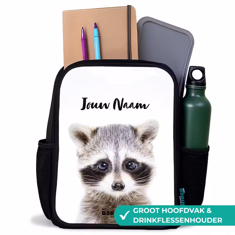 Rachid Racoon Rugzak - Zwart middel -inhoud_NL