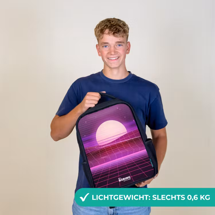 Rasterlandschap met zon Rugzak - Zwart middel -sfeer7_NL