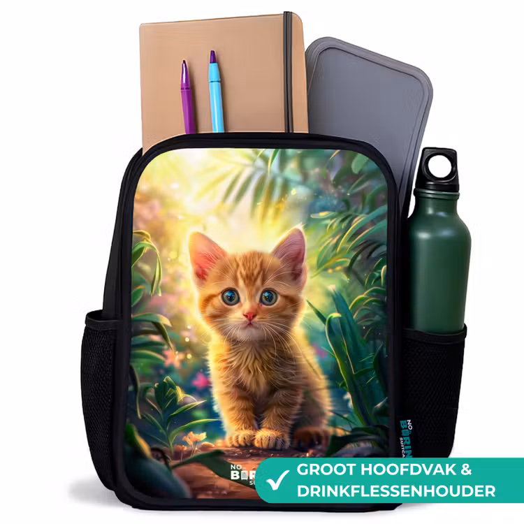 Kees kitten Rugzak - Zwart middel -inhoud_NL