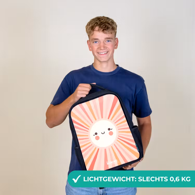 Ronde zon met gezicht Rugzak - Zwart middel -sfeer7_NL